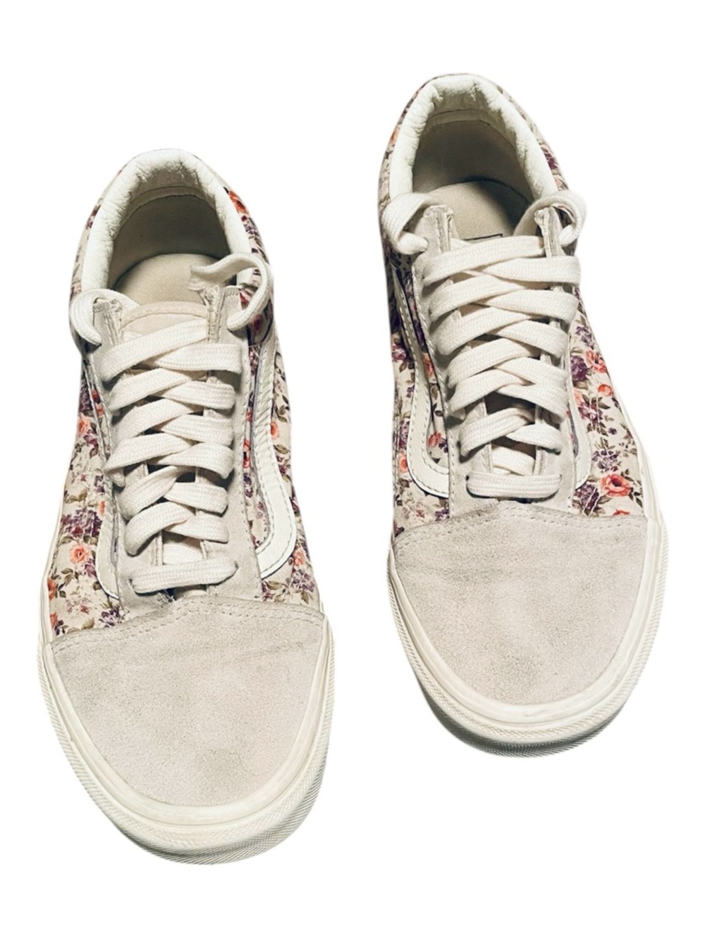 Vans Vintage Floral Old Skool Sneakers Suede Canvas Leather - Marshmallow  9
